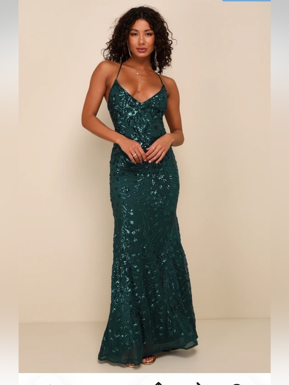 Lulus Photo Finish Forest Green Sequin Lace-Up Maxi Dress - size xxs
